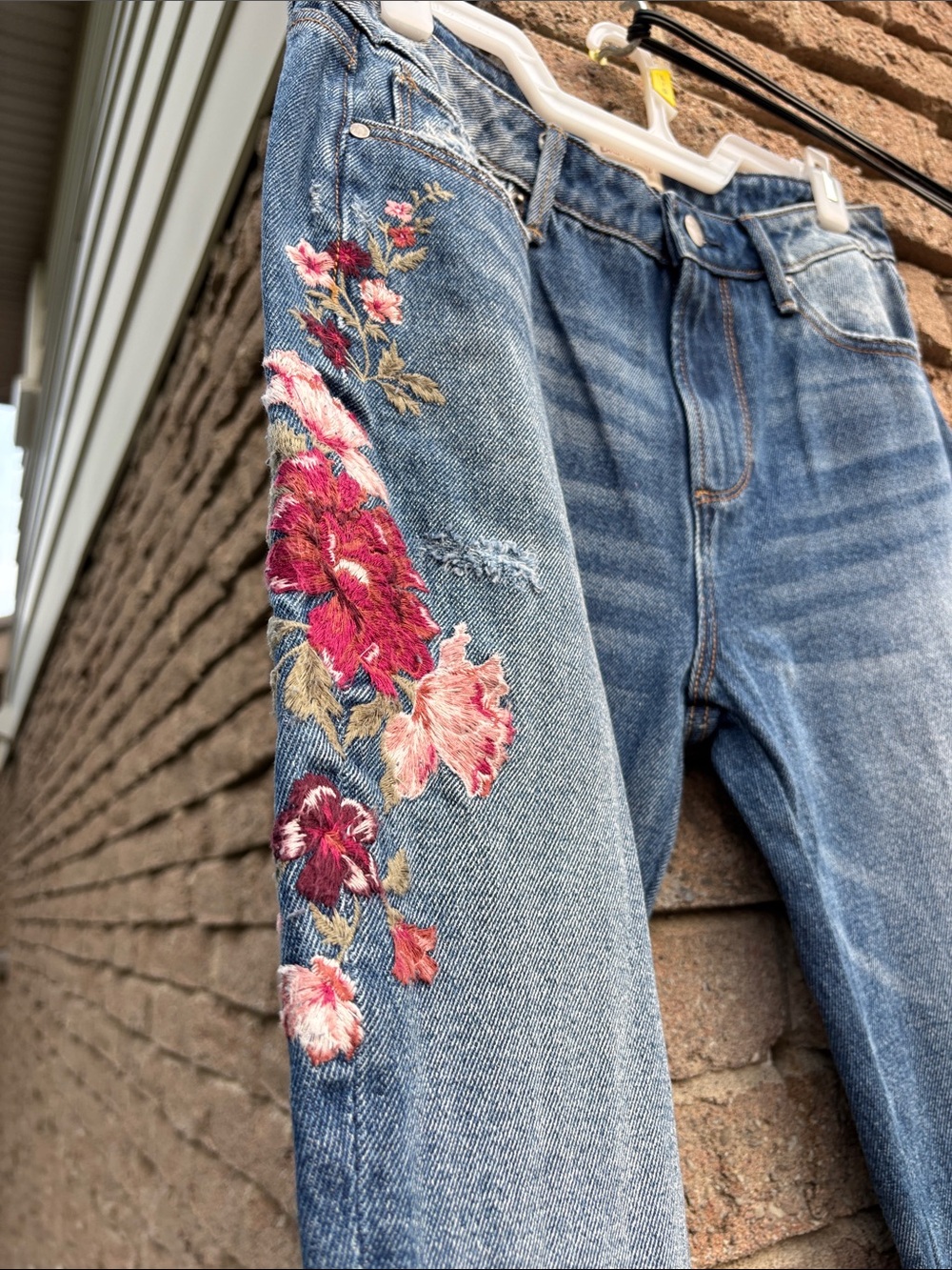 Anthropologie Jeans with Embroidery - Floral Accents, 100% Cotton